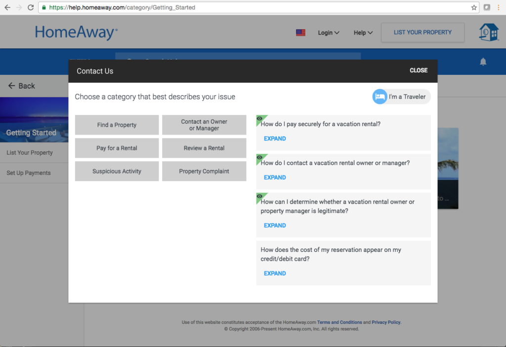 homeaway help center contact